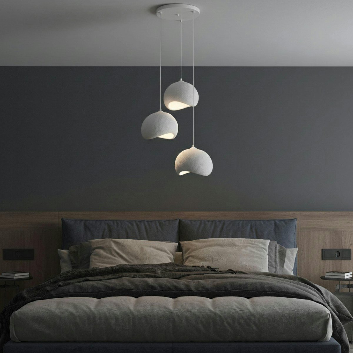 Suspension blanche étagée 3 lampes 55 cm NOXIS blanc, PIER IMPORT