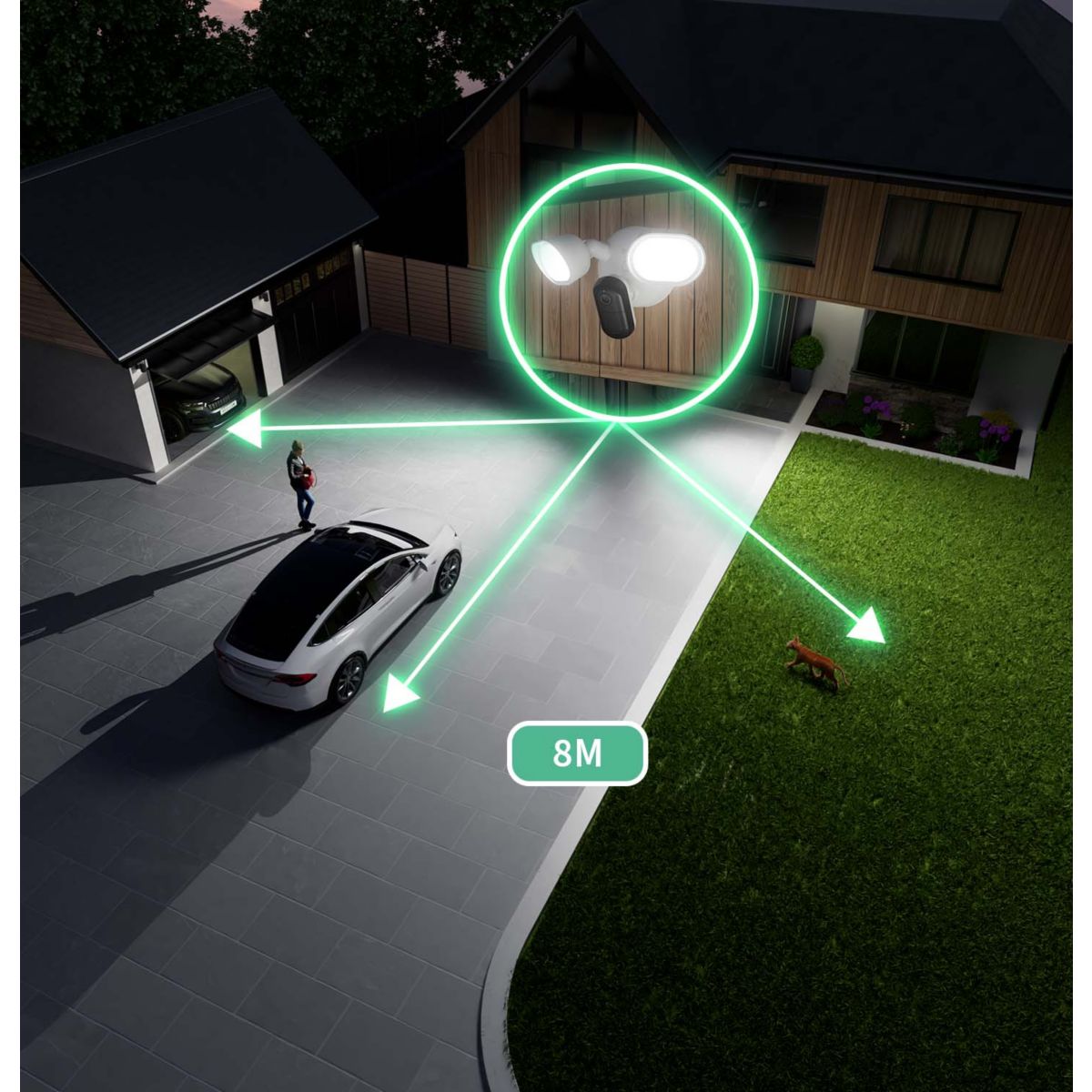 Caméra de surveillance 2 caméras Essential 3 2K + 1 floodlight couleur unique, ARLO