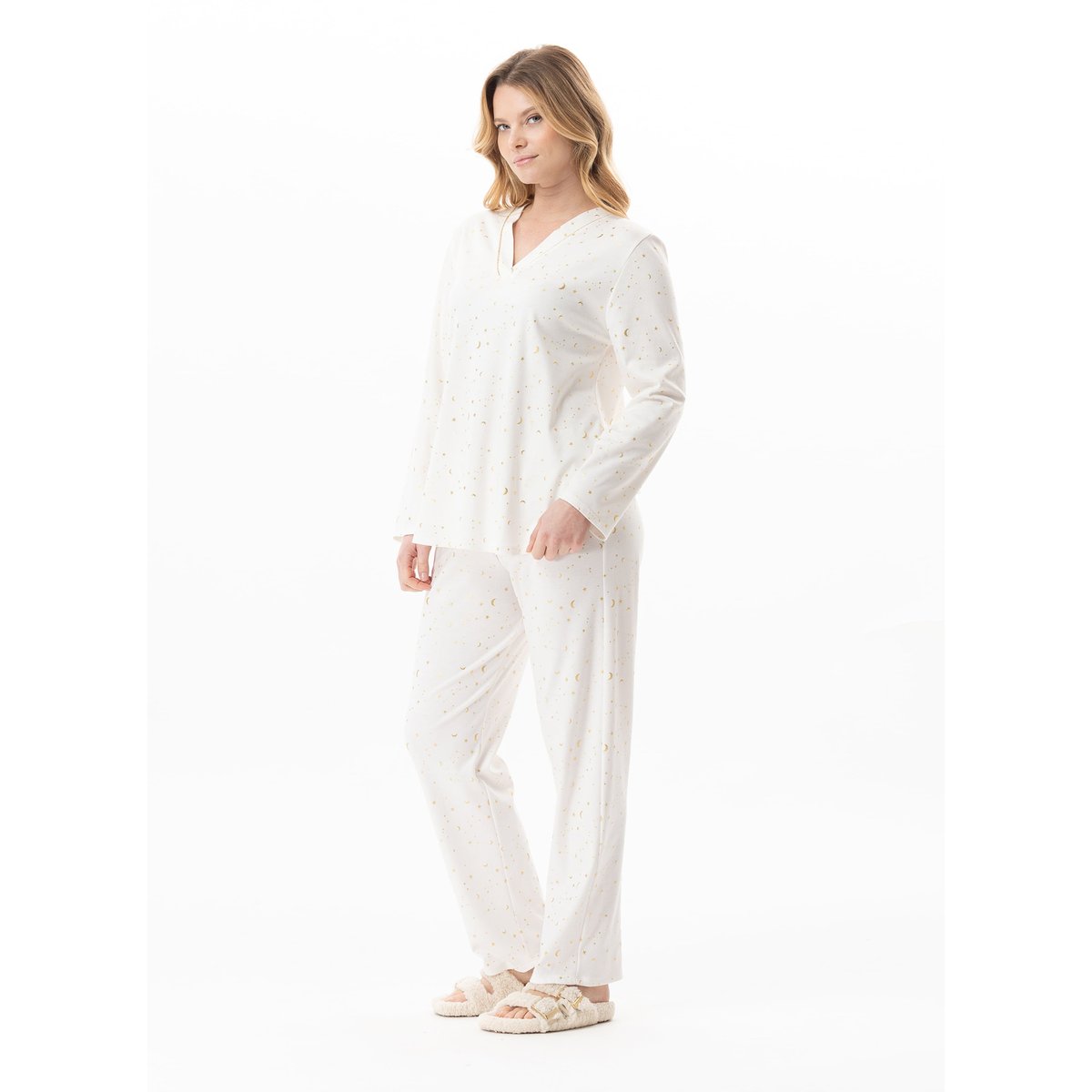 Pyjama en coton LUNA 102 ecru, LE CHAT
