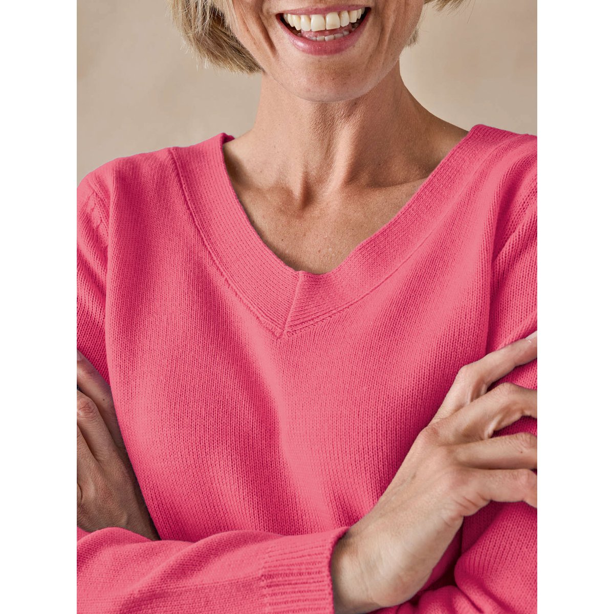 Pull V manches longues rose, DAXON