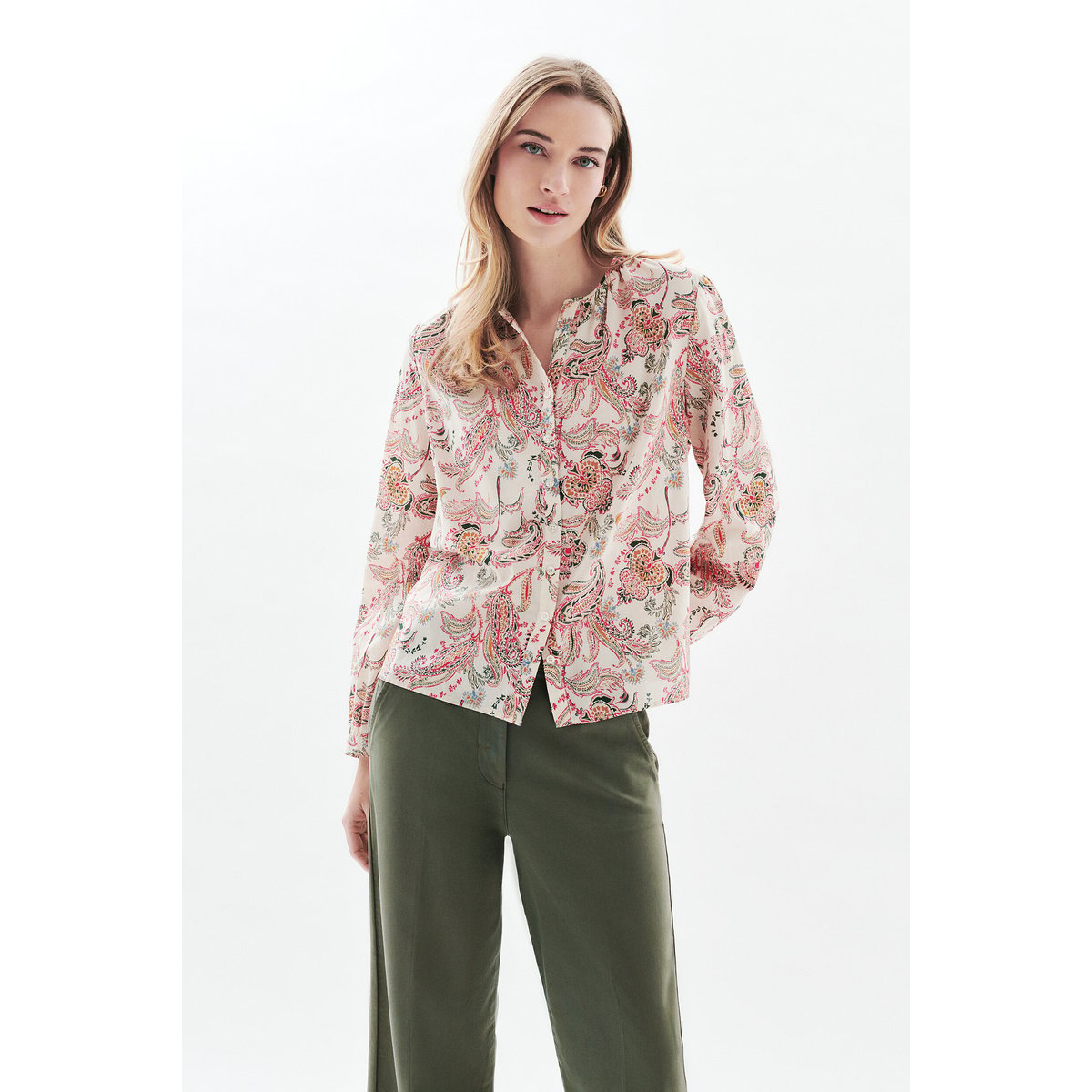 Chemise droite col rond COLOMBY ivoire, CAROLL