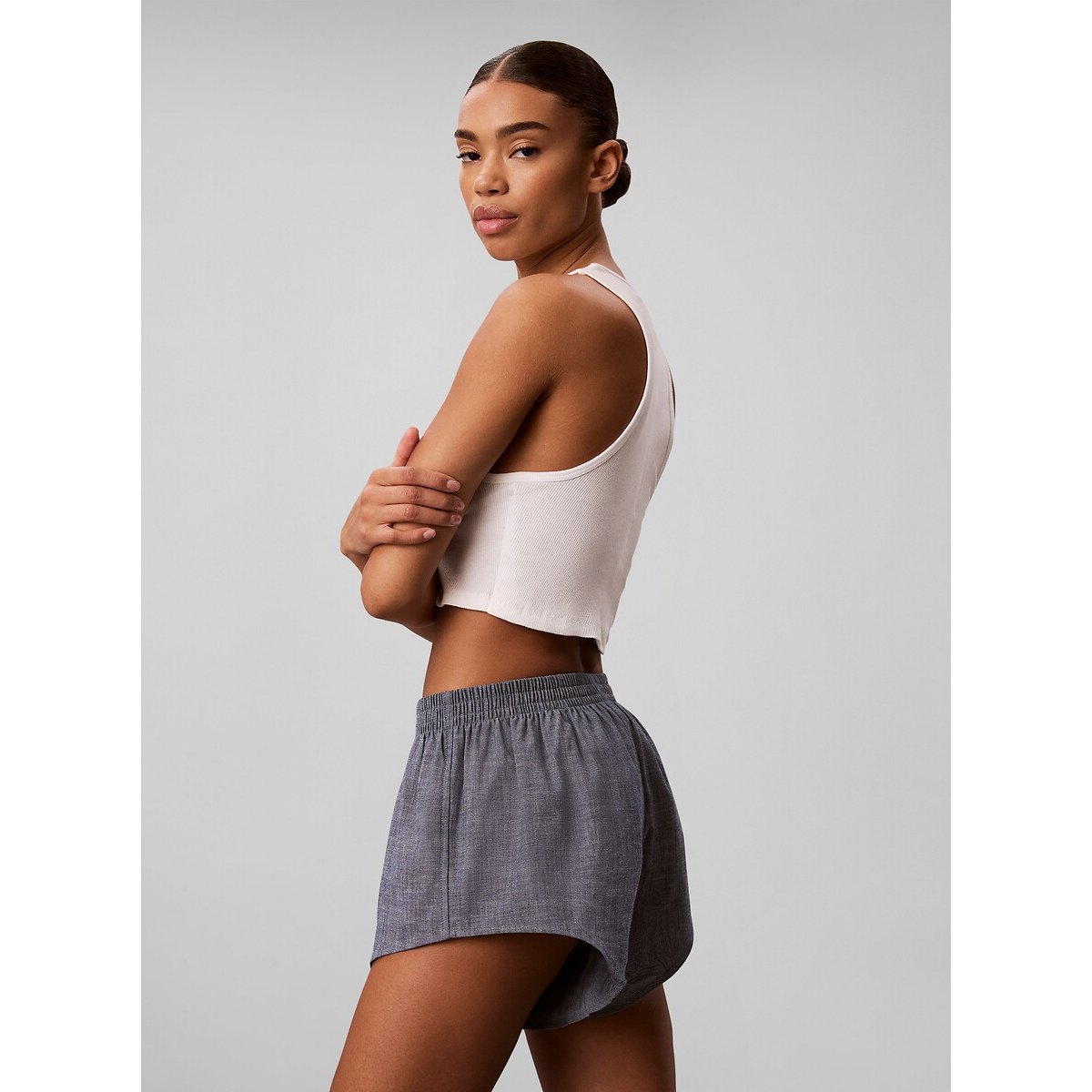 Short de pyjama en coton denim bleu, CALVIN KLEIN UNDERWEAR