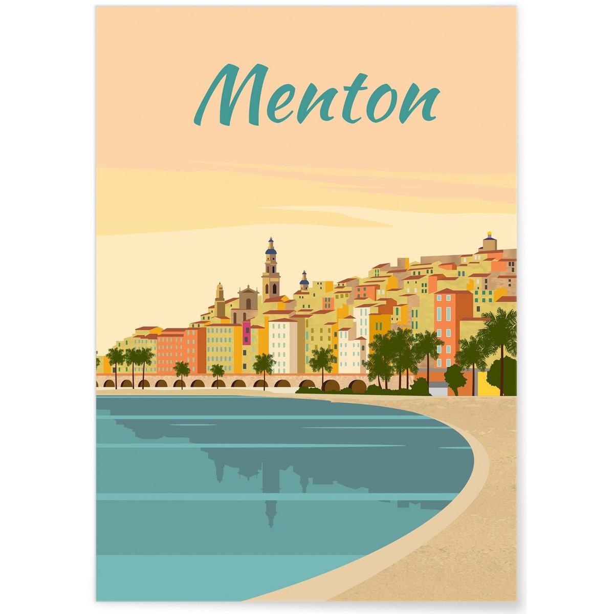 Affiche ville Menton 2 blanc, L'AFFICHERIE