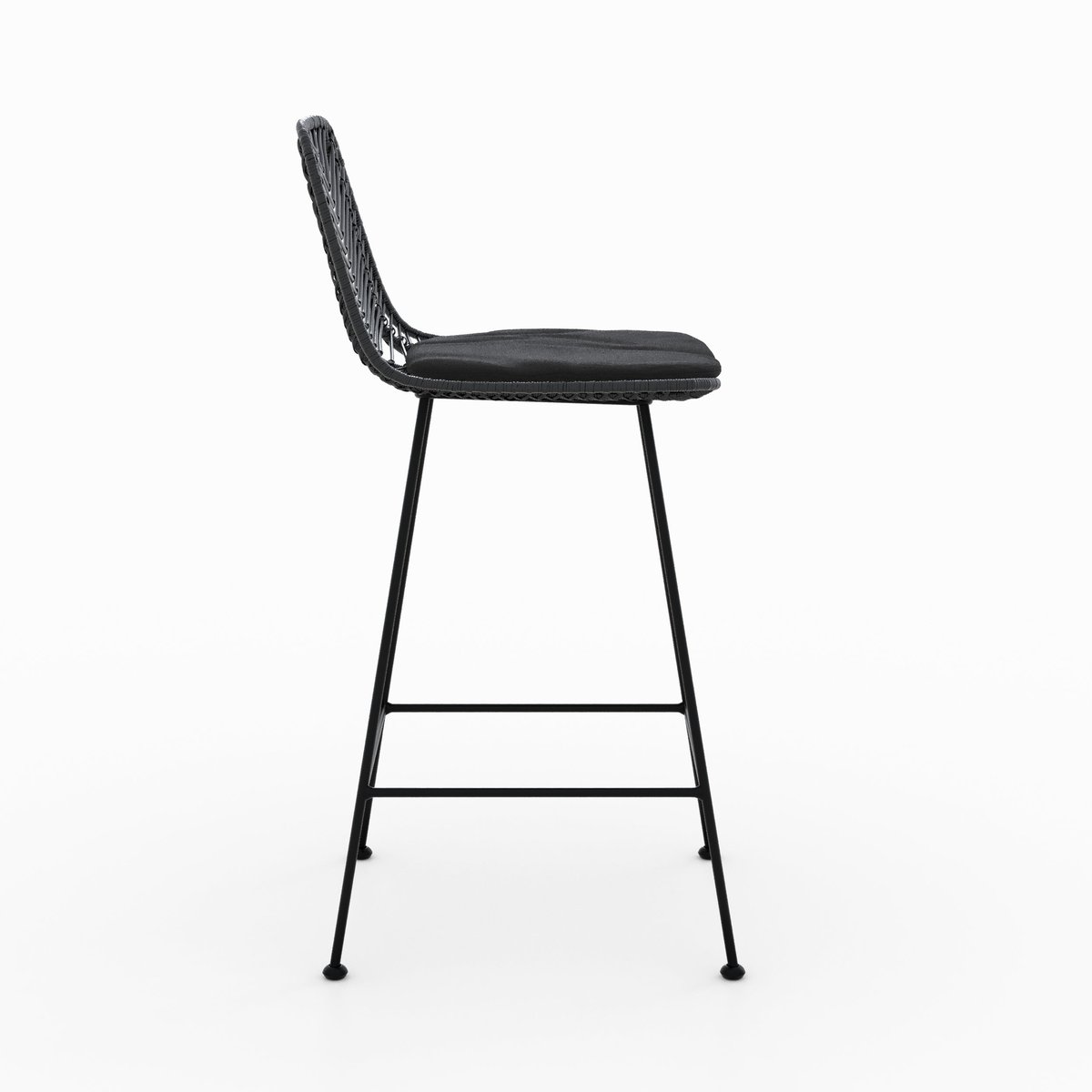 Lot de 2 chaises pour îlot central 66 cm en rotin - TAMARA noir, MAISON PAVANE