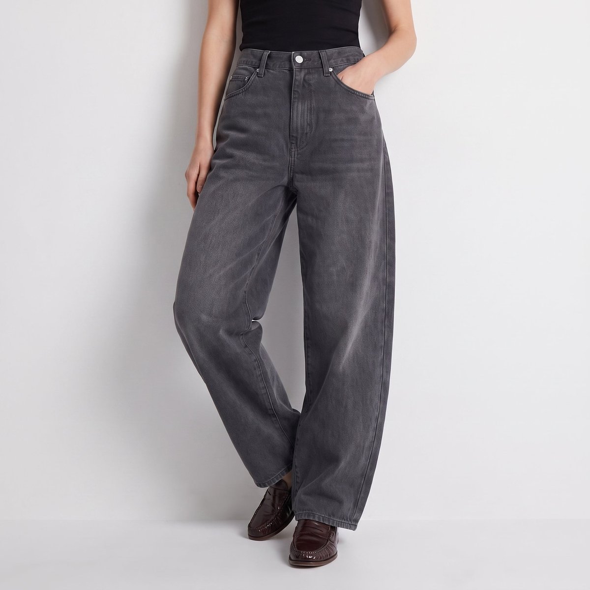 Jean wide leg taille haute à six poches ORELLA gris, ARTLOVE