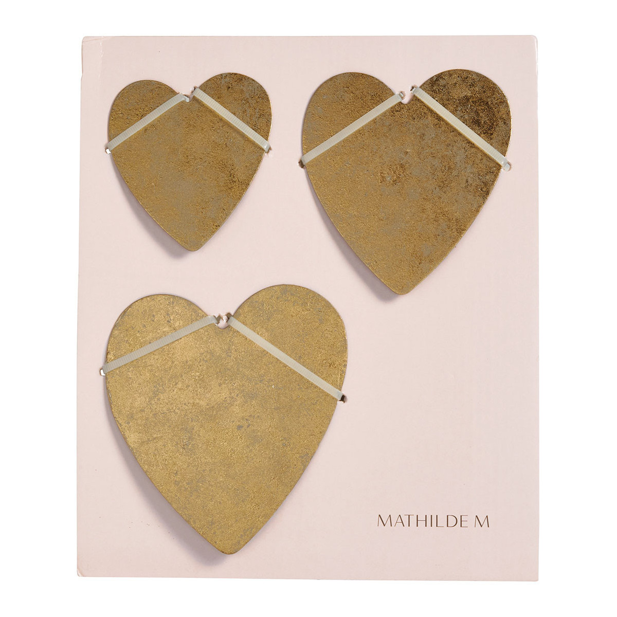 Set de 3 Cœurs en métal finition laiton laiton, MATHILDE M