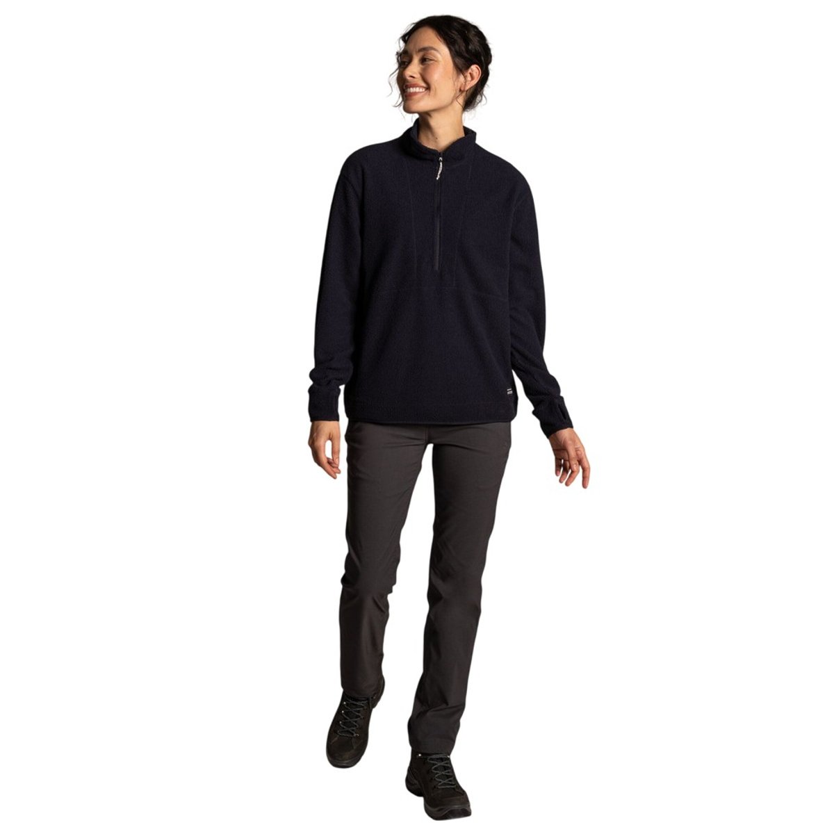 Polaire cintrée à col montant zippé COMPRESSLITE bleu foncé, CRAGHOPPERS