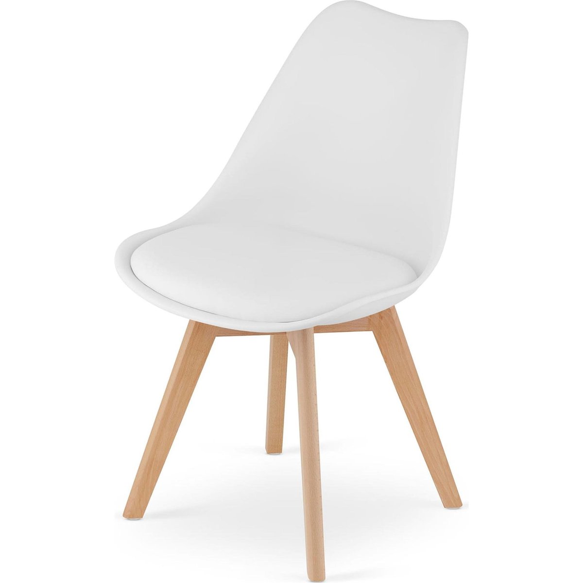 Chaise scandinave pieds bois collection SUCCINE blanc et bois clair, RECOLLECTION