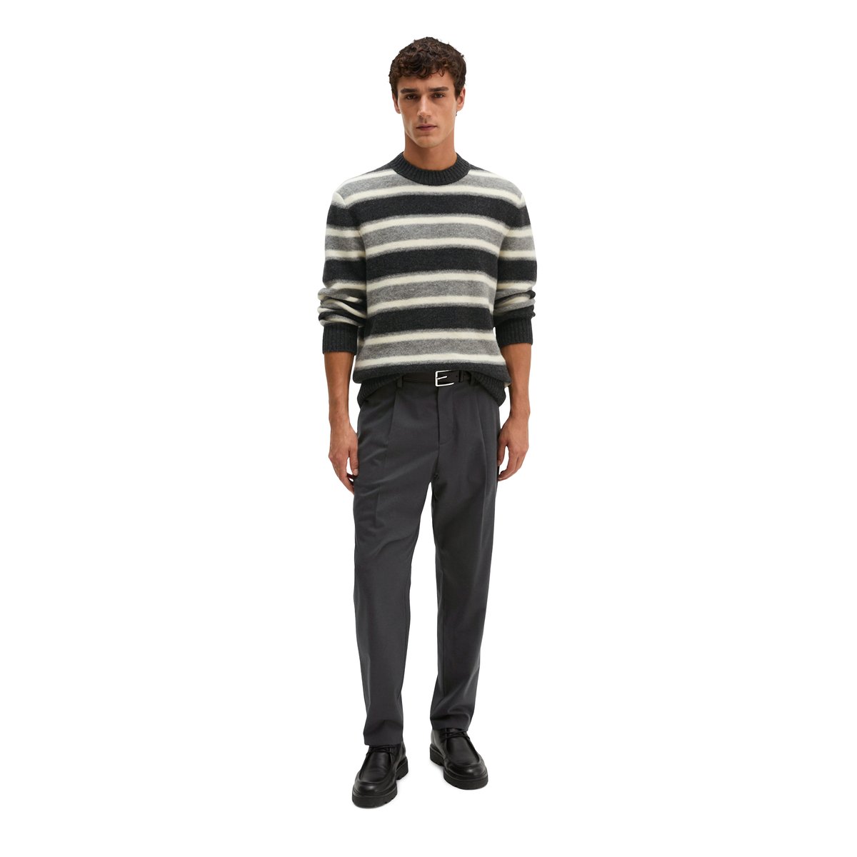 Pull coupe classique en mélange de laine vierge douce gris, MARC O'POLO