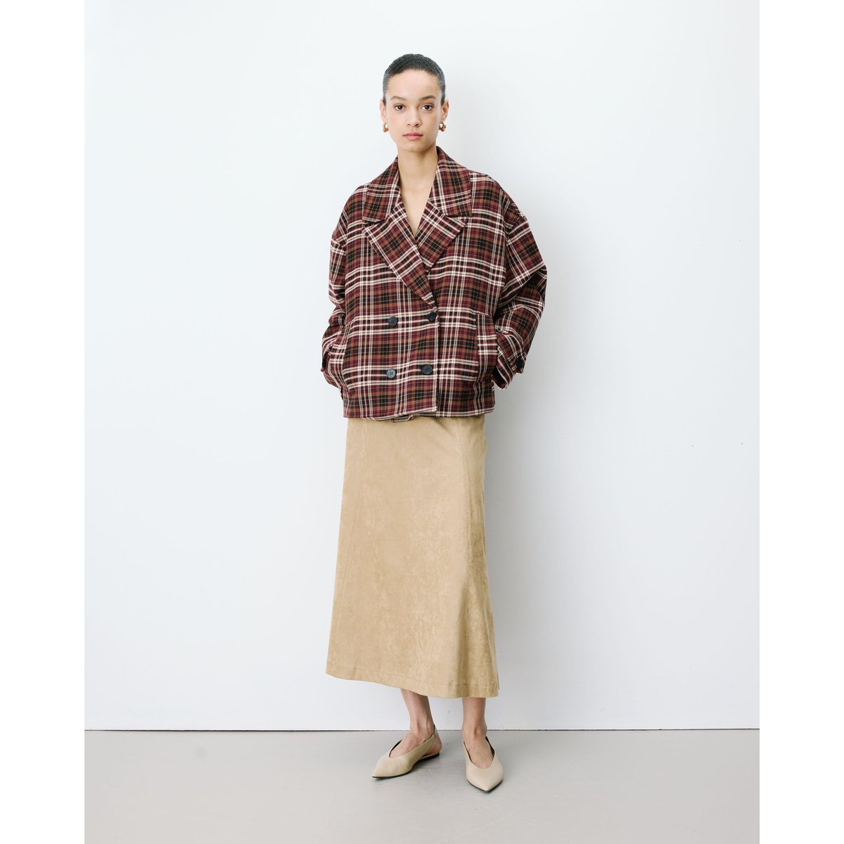 Manteau oversize croisé à carreaux cherry Ayme cherry, GRACE & MILA