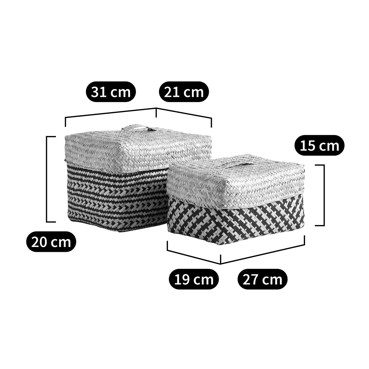 Lote de 2 cestos Kotak natural/negro, LA REDOUTE INTERIEURS