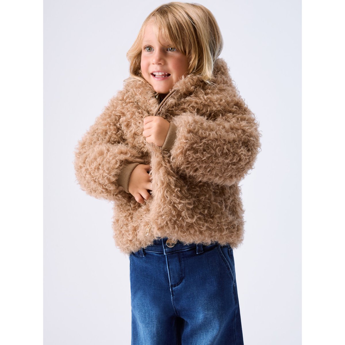 Manteau en teddy avec capuche beige, LIU JO