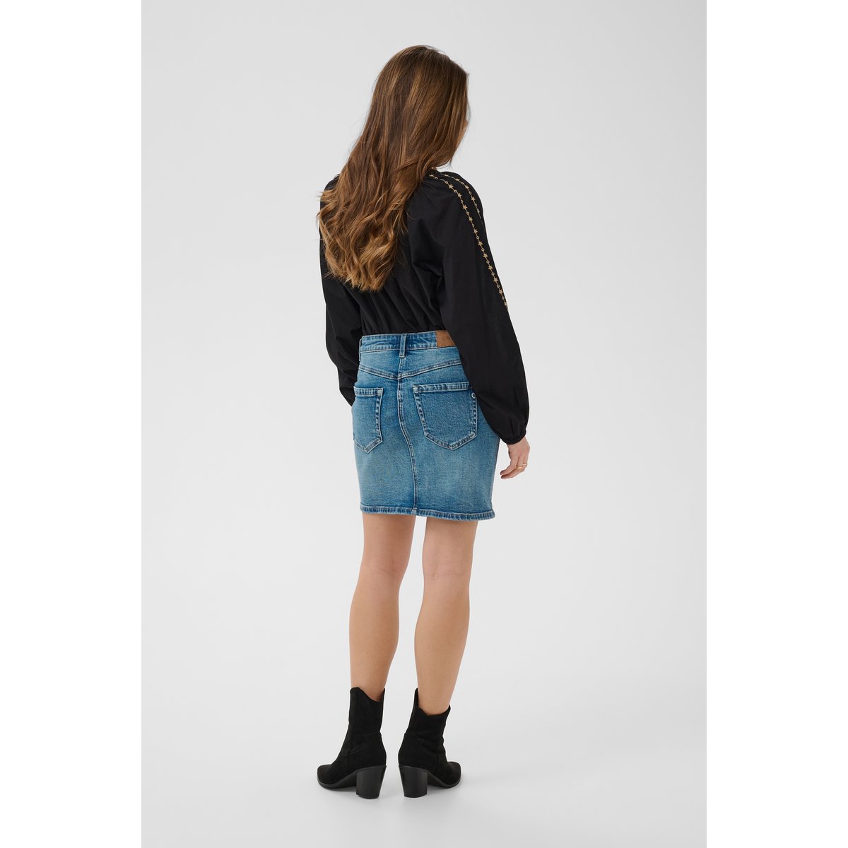 Jupe en jean bleu smithers mid blue denim, CREAM