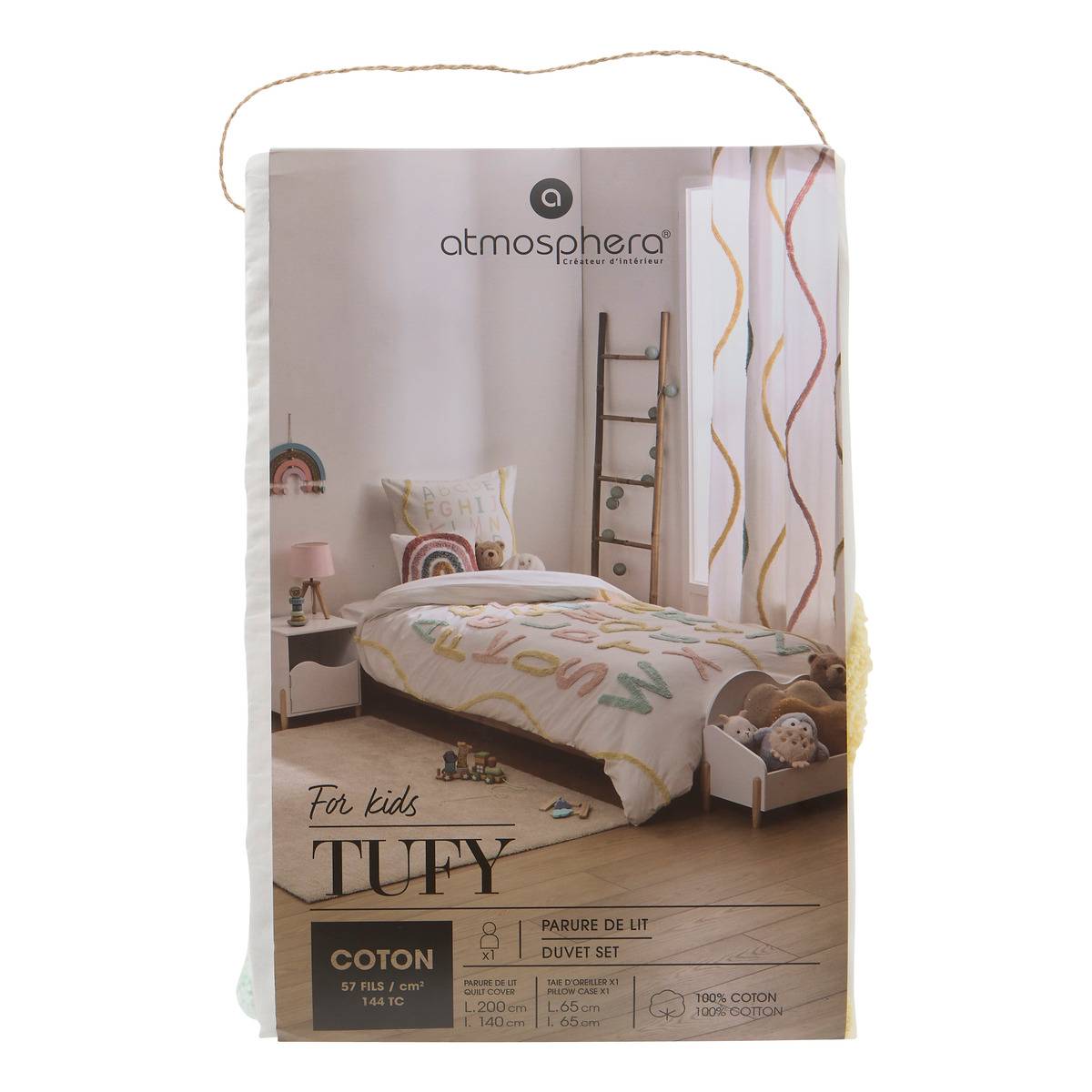 Housse de couette enfant en coton TUFY multicolore, ATMOSPHERA FOR KIDS
