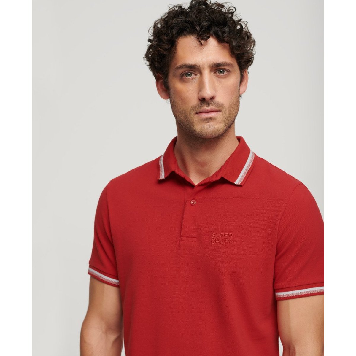 Polo à liseré Sportswear rouge pomme, SUPERDRY