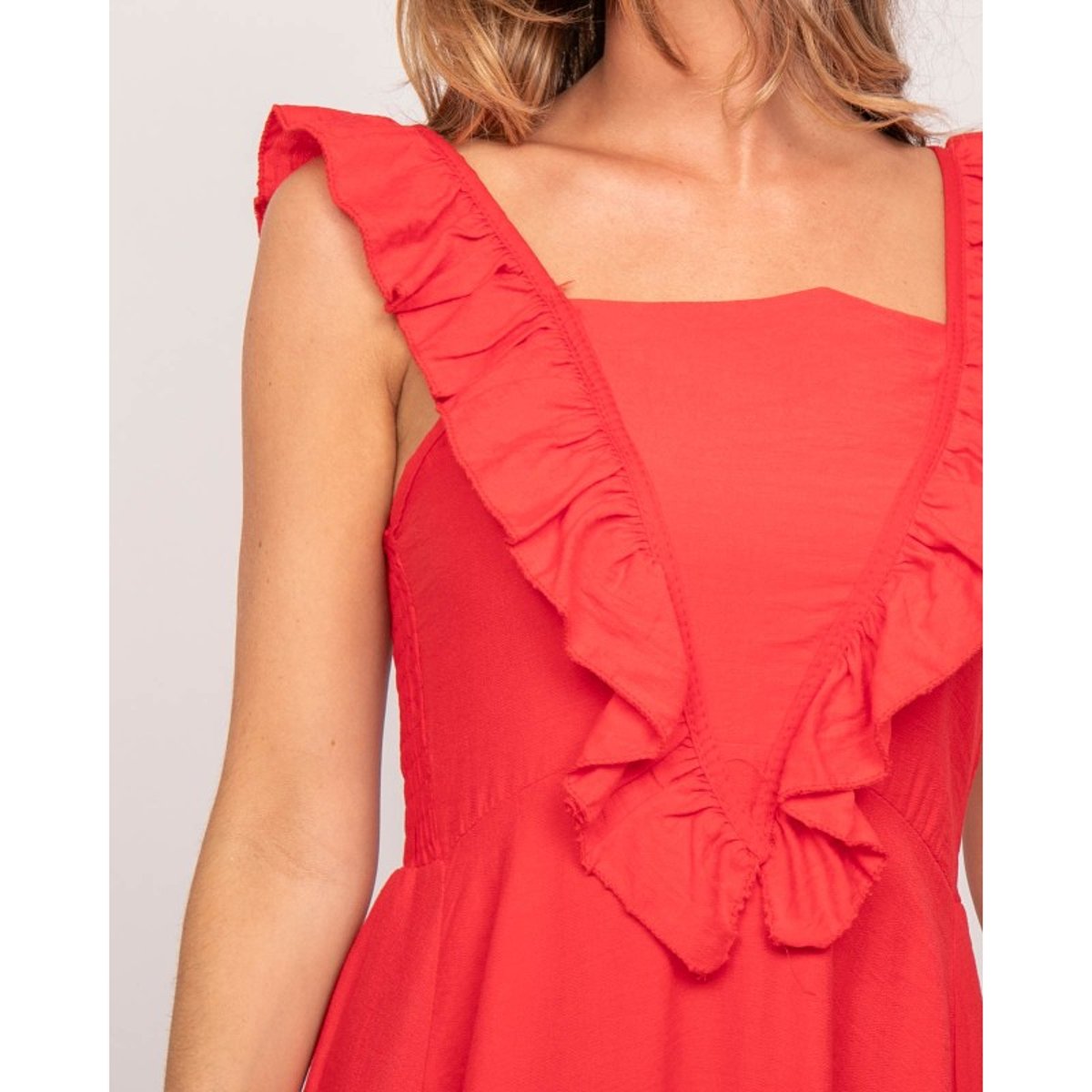 Robe Longues à Bretelles Iparme rouge, DONA LISA