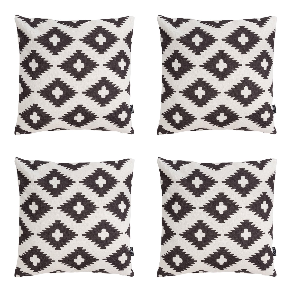 Lot de 4 coussins d'intérieur et d'extérieur Oeko-Tex®  - KYOTO imprimé/noir, ICON