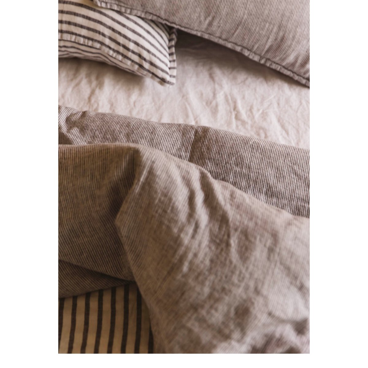 Housse de couette en lin lavé rayé noir black/ milk, GABRIELLE PARIS