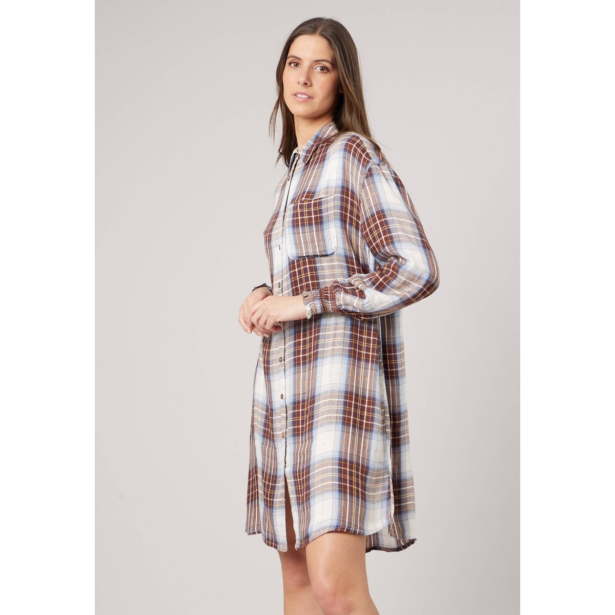 Robe chemise ample femme DILANA brown, DEELUXE