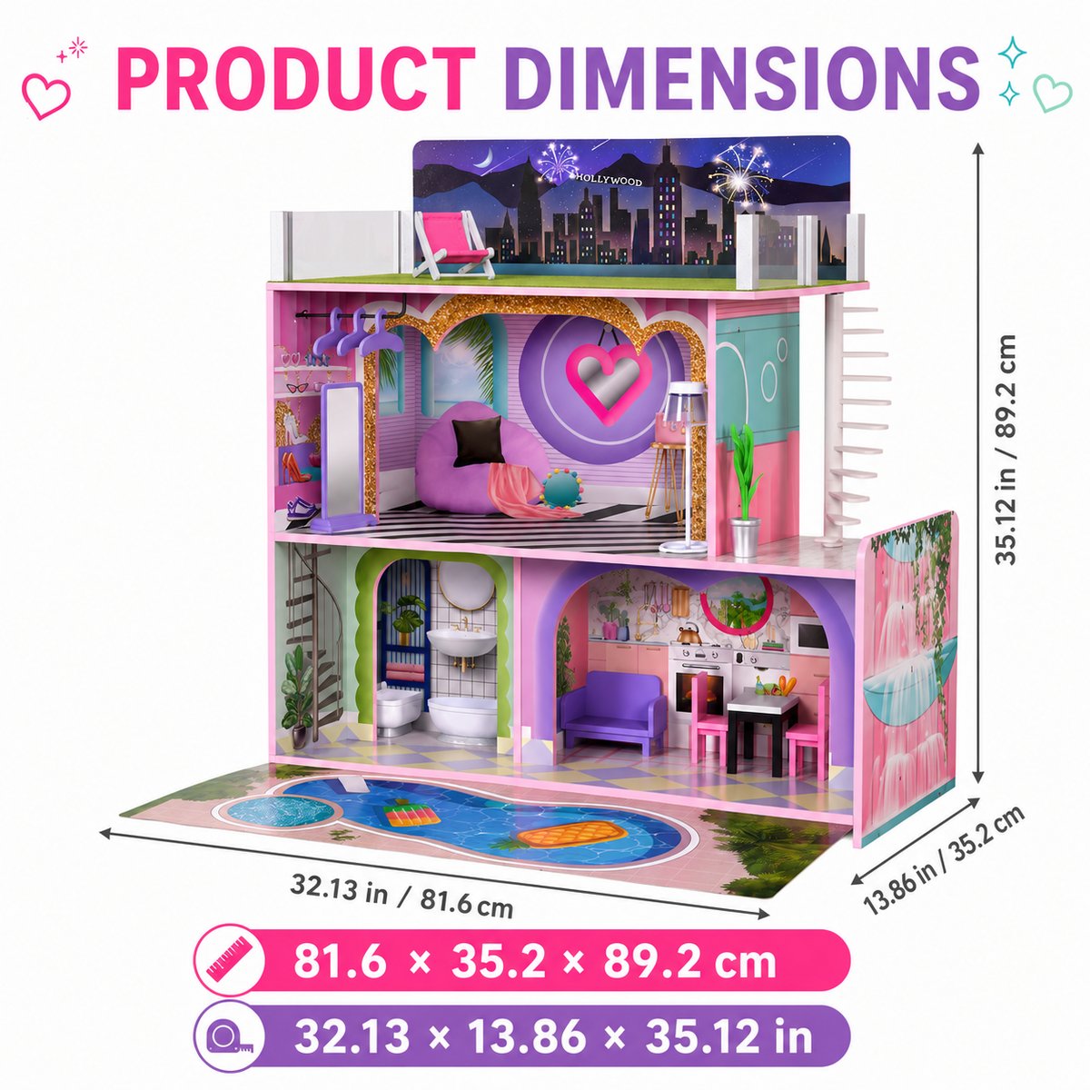 Maison Poupée Enfant Bois Sunset DREAMLAND multicolore, TEAMSON KIDS