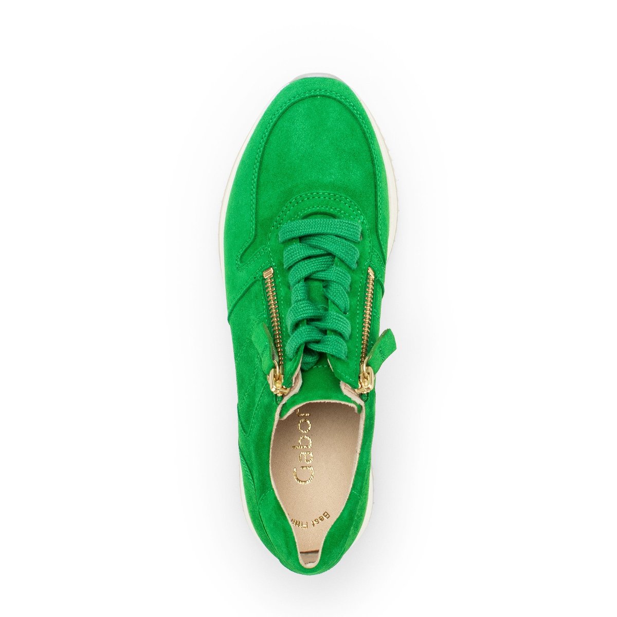 Baskets en cuir velours à talon compensé vert velours, GABOR