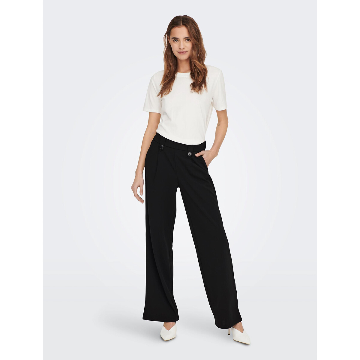 Pleat Front Trousers with Wide Leg black, ONLY