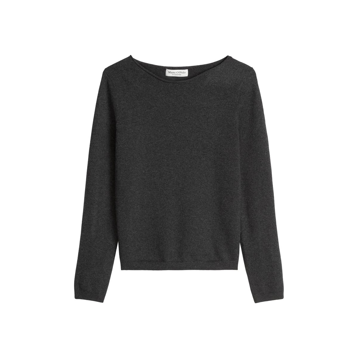Pull en maille basique regular en doux mélange de coton et de laine vierge gris foncé, MARC O'POLO