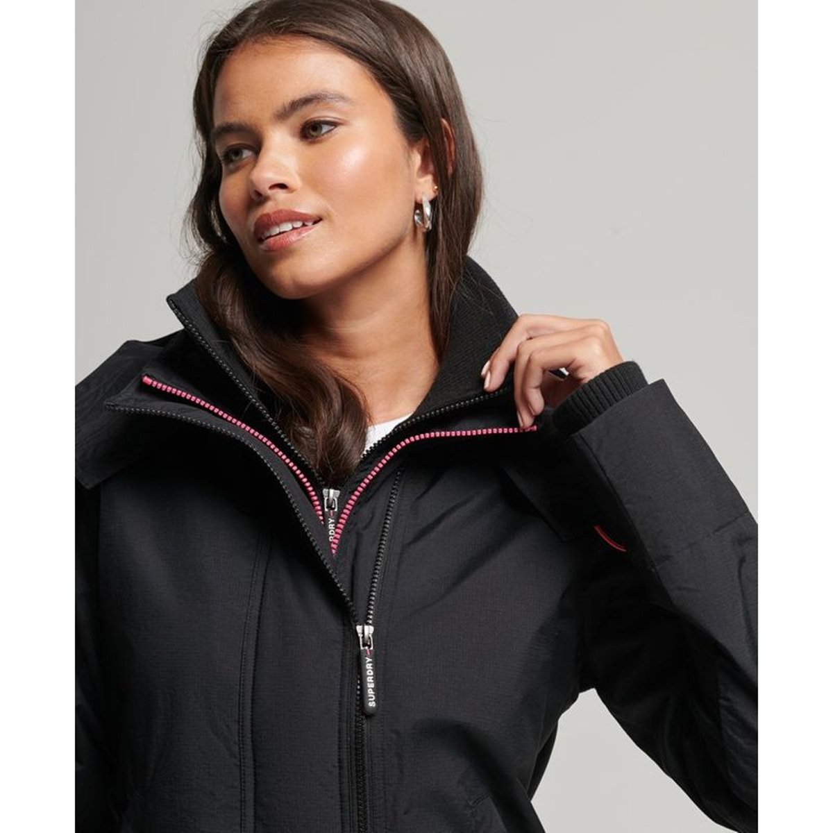 Veste à capuche Pop Zip Arctic SD-Windcheater noir/noir/rose punk, SUPERDRY