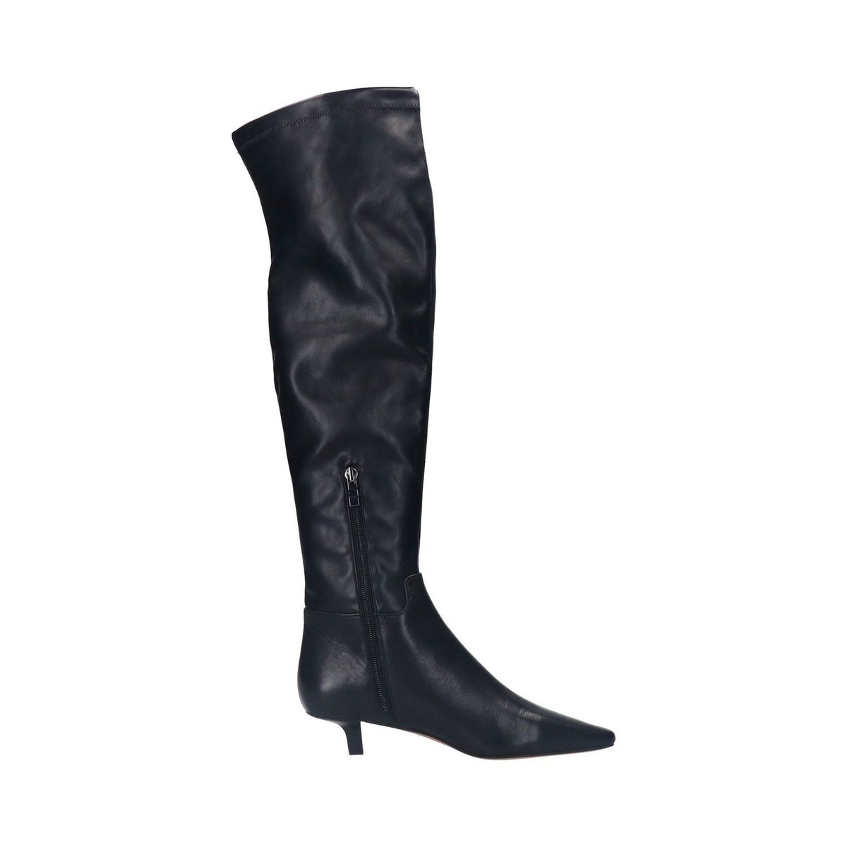 Bottes hautes stretch à petit talon noir, SACHA