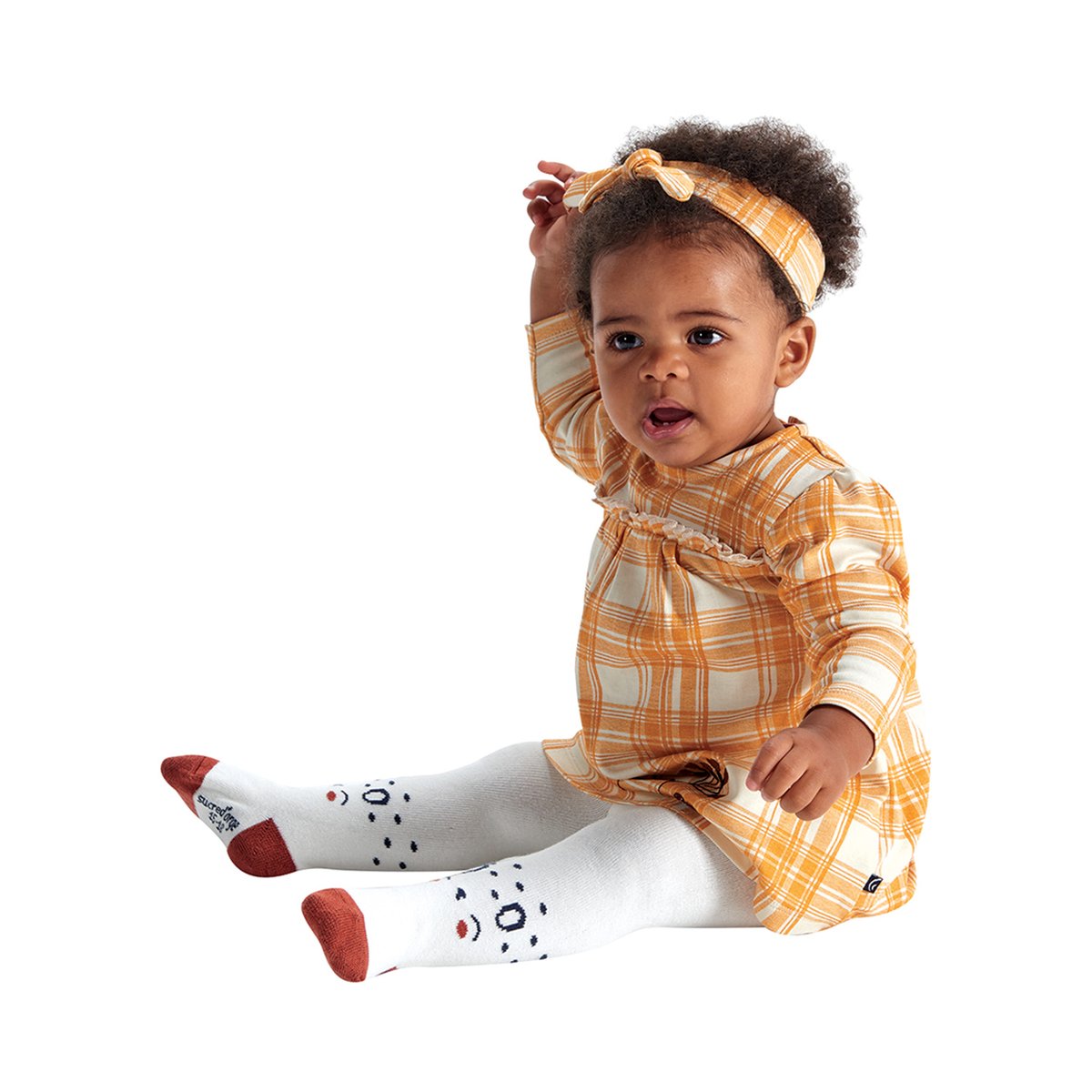 Robe + bandeau naissance france blanc, SUCRE D'ORGE