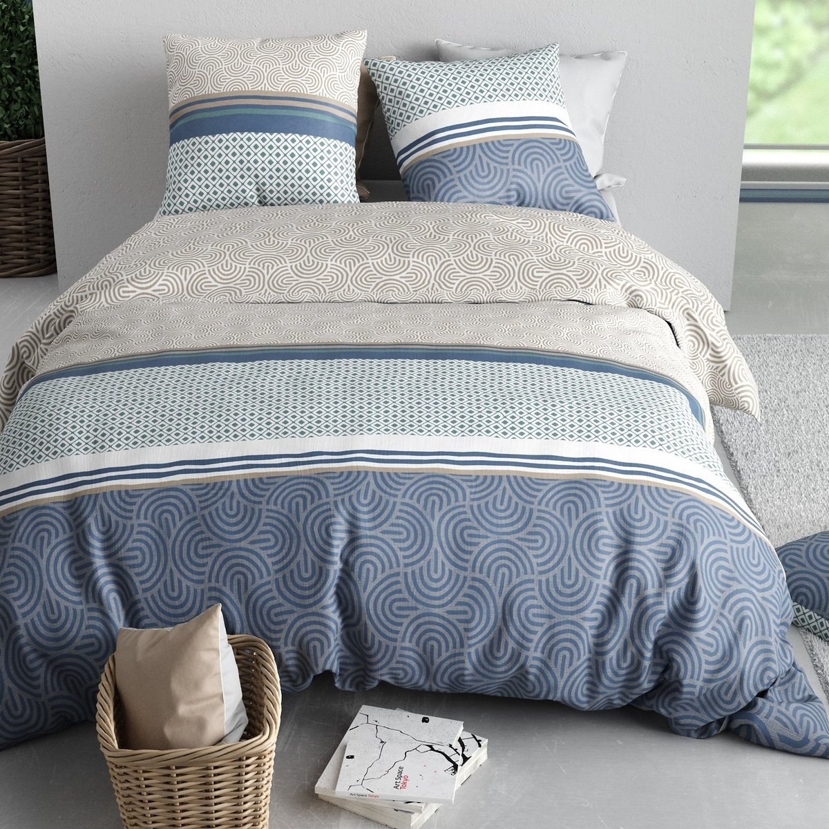 Parure de lit - Housse de couette Coton 57 fils multicolore, EDEN