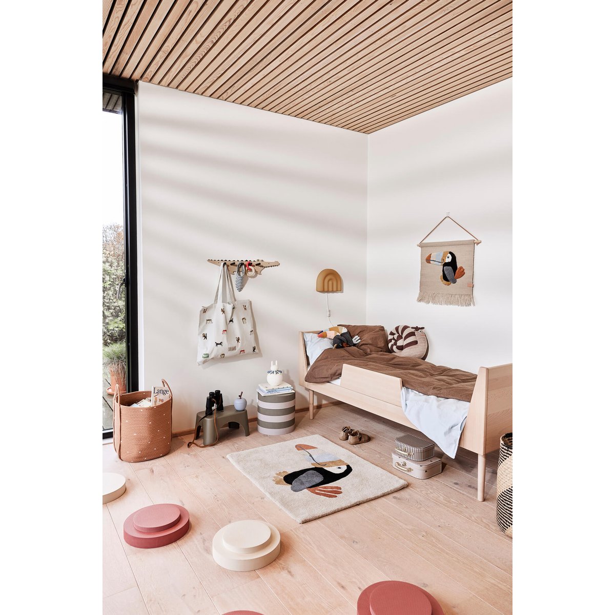 Lot de 2 valises pour enfants à rayures MINI beige, OYOY LIVING DESIGN