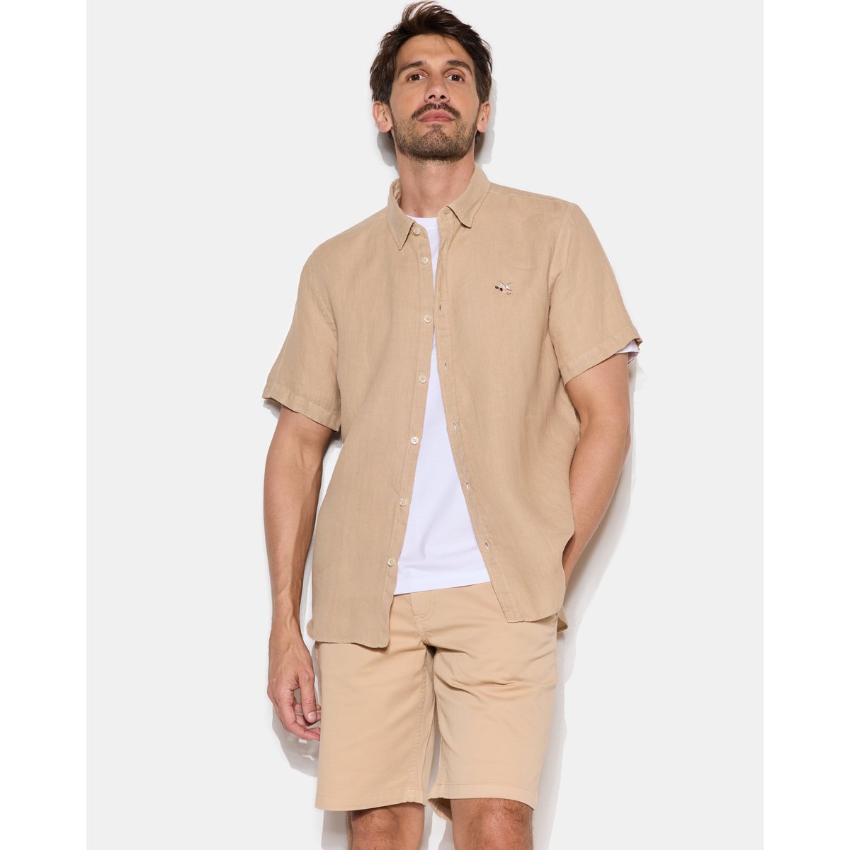 Chemise en lin LINO manches courtes beige, CHEVIGNON