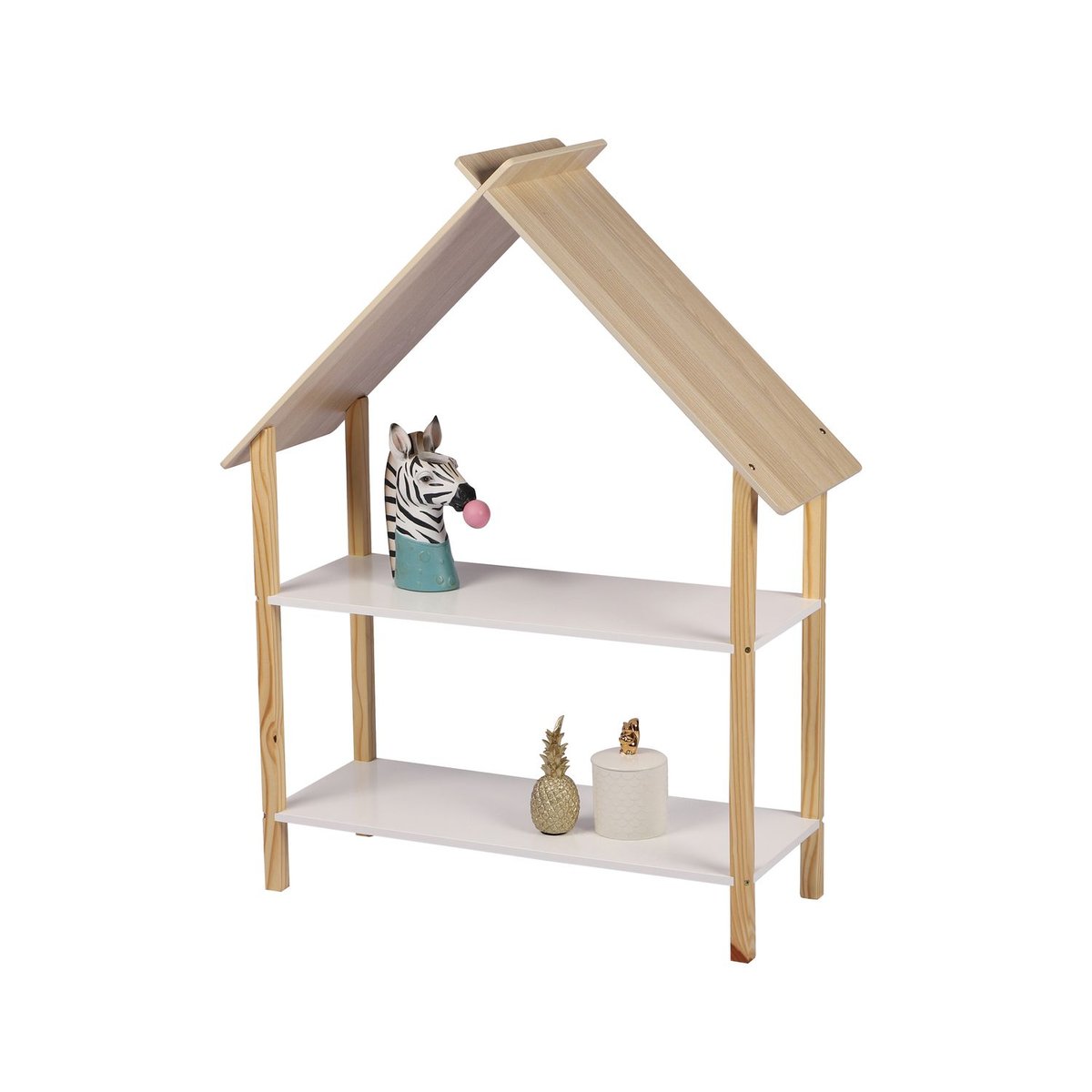 Bibliothèque enfant 2 étagères ouvertes design maison DREAM blanc, TOILINUX