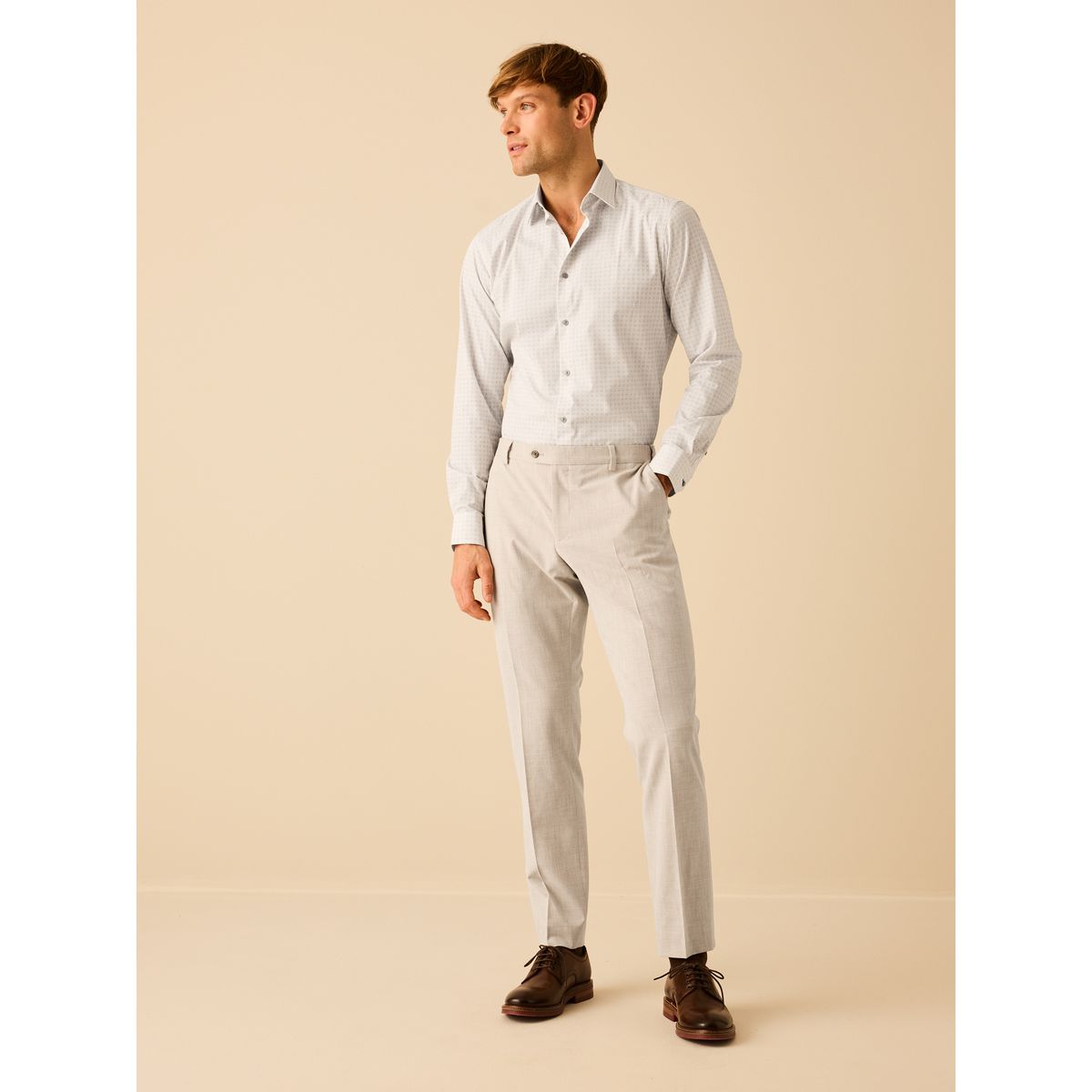 Costume stretch pantalon slim grège, NEXT