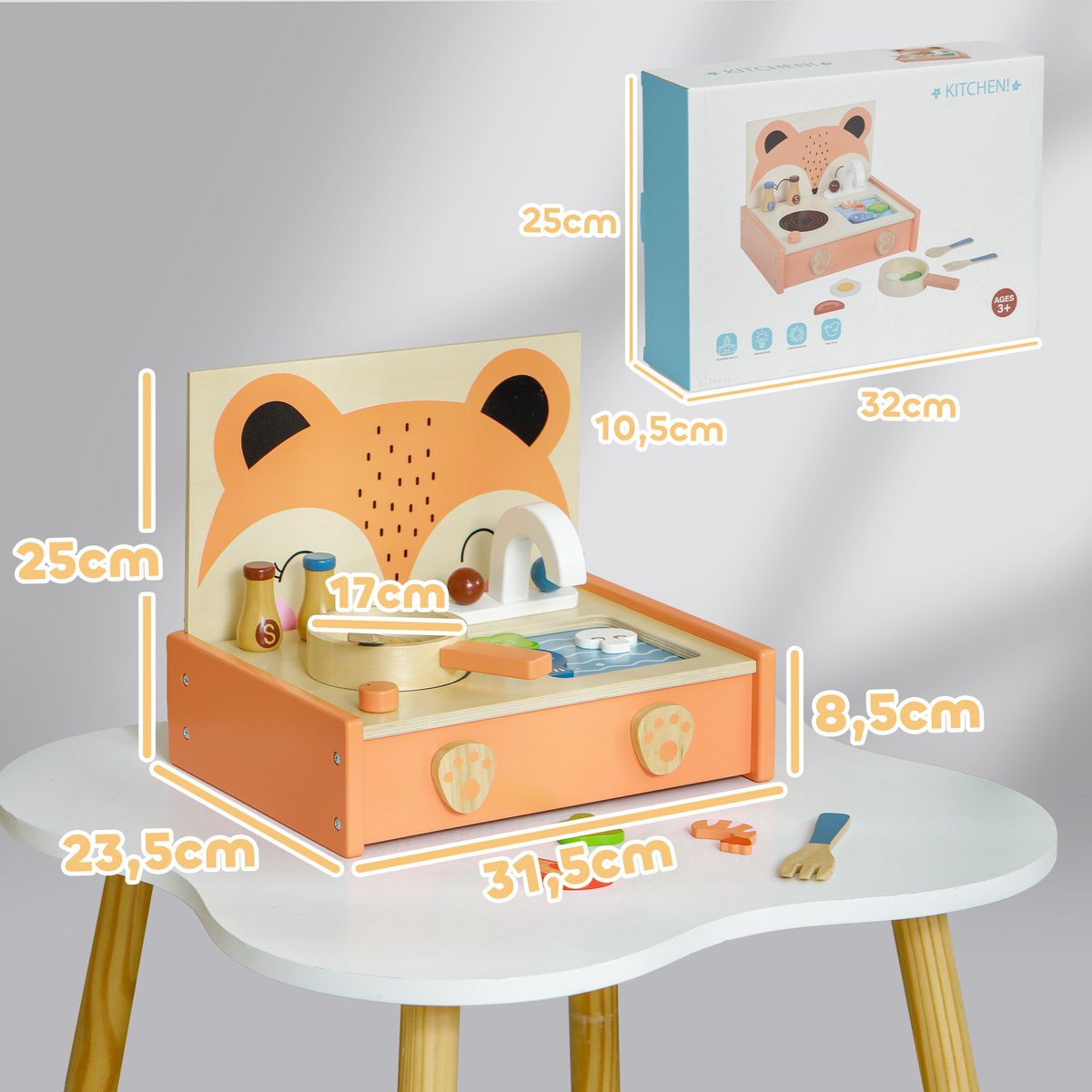 Ensemble de cuisine pour enfants MDF orange, multicolore, AIYAPLAY