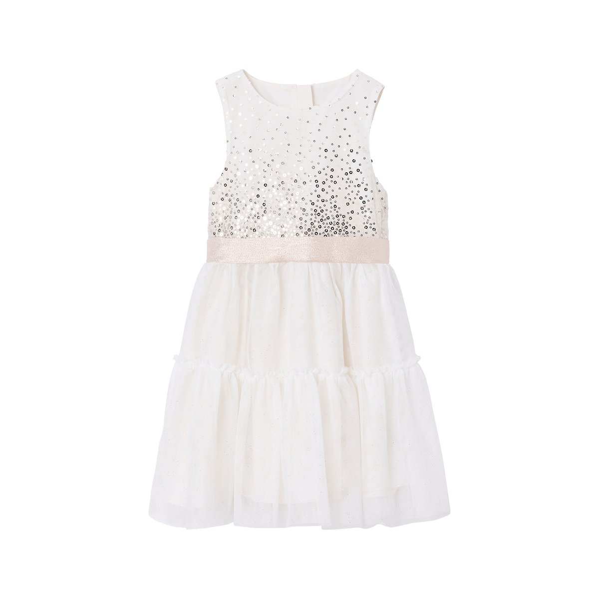 Robe noël à sequins et tulle écru, VERTBAUDET