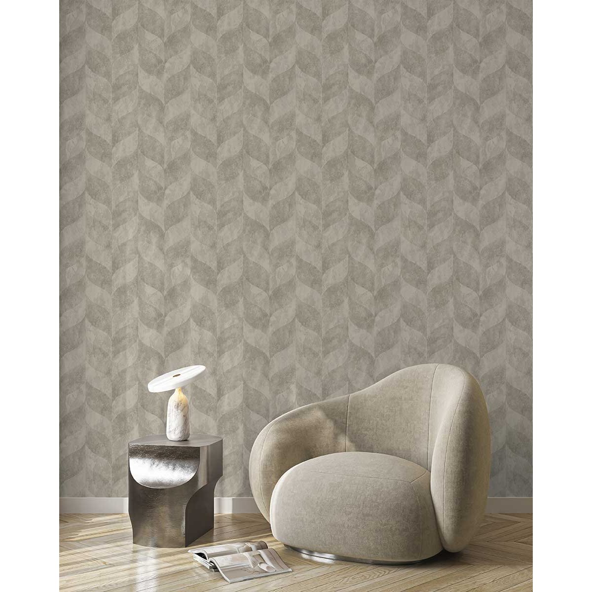 Papier peint géométrique abstrait beige gris beige, HEXOA
