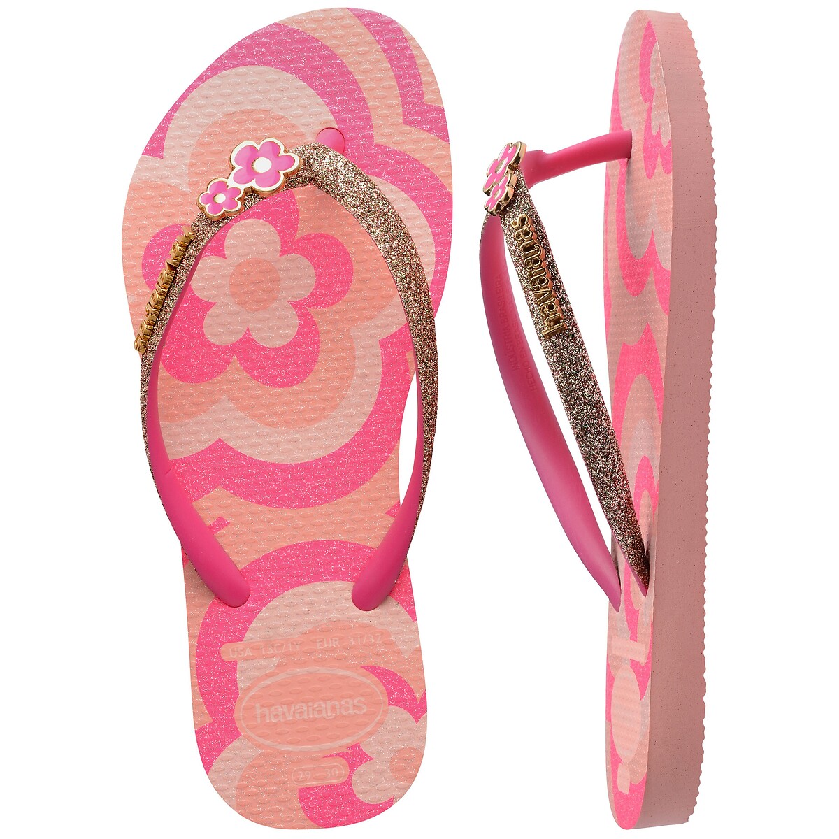 Flip-Flops HAV. KIDS SLIM GLITTER II rosa, HAVAIANAS
