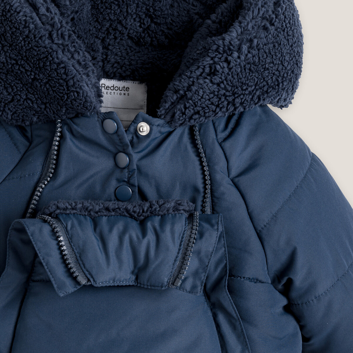 Combipilote chaude à capuche bleu marine, LA REDOUTE COLLECTIONS