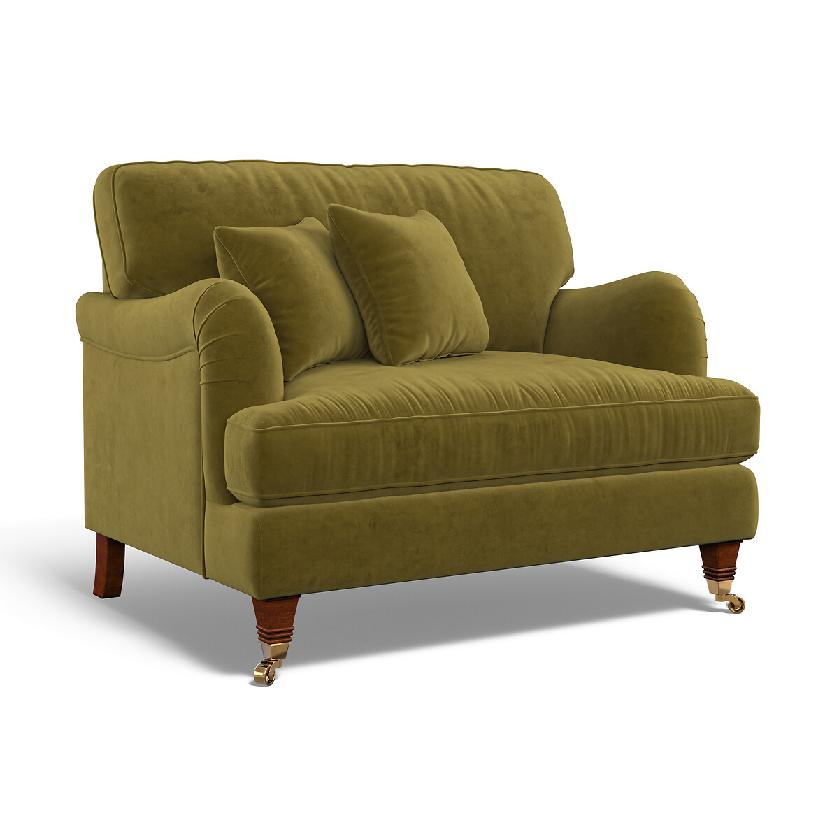 Emeline Velvet Snuggle Chair with Castor Legs olive, ÉDITÉ