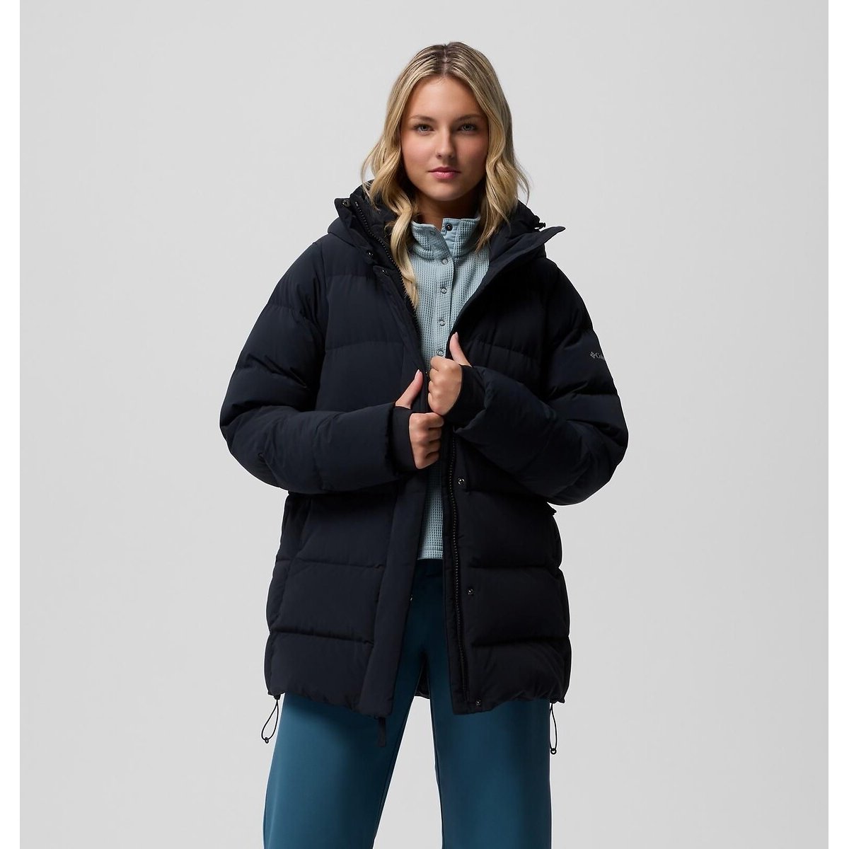 Amaze Puff™ mid-length hooded padded jacket black, COLUMBIA