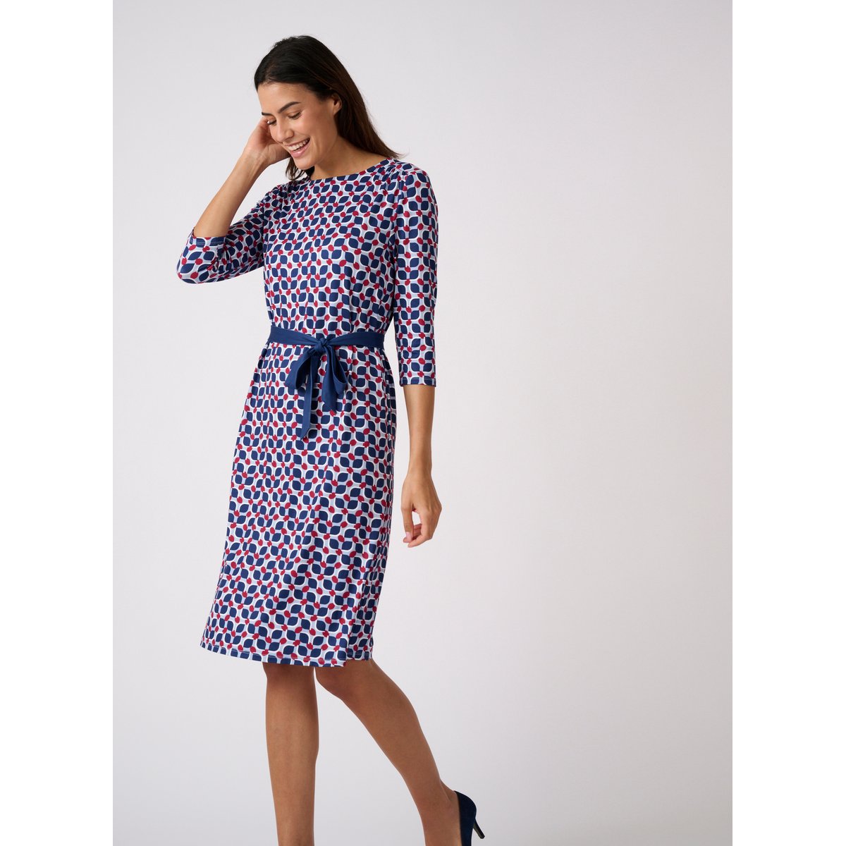 Robe imprimée maille chaude bleu graphique, DAMART