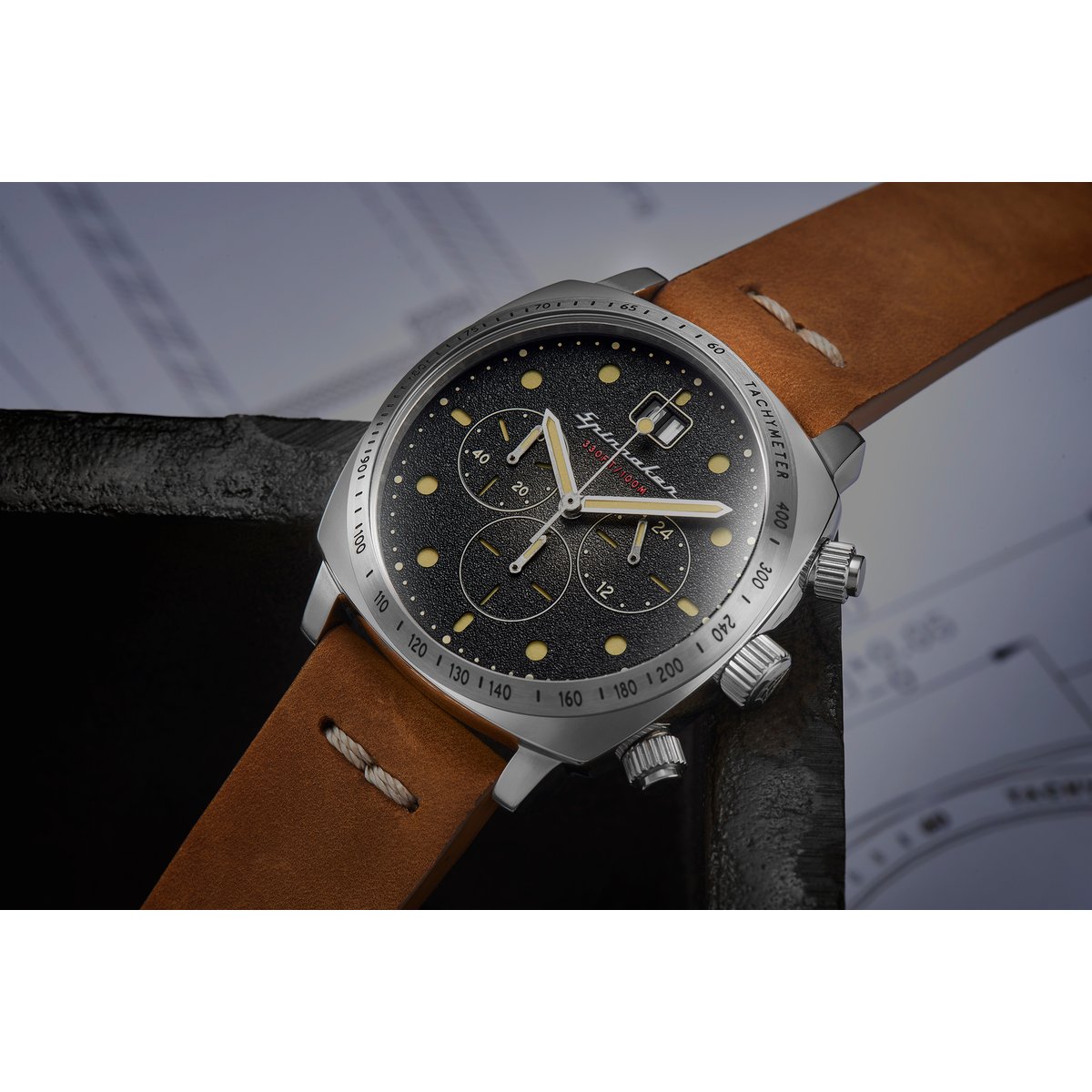 Montre Analogique  HULL argenté bleu marron, SPINNAKER