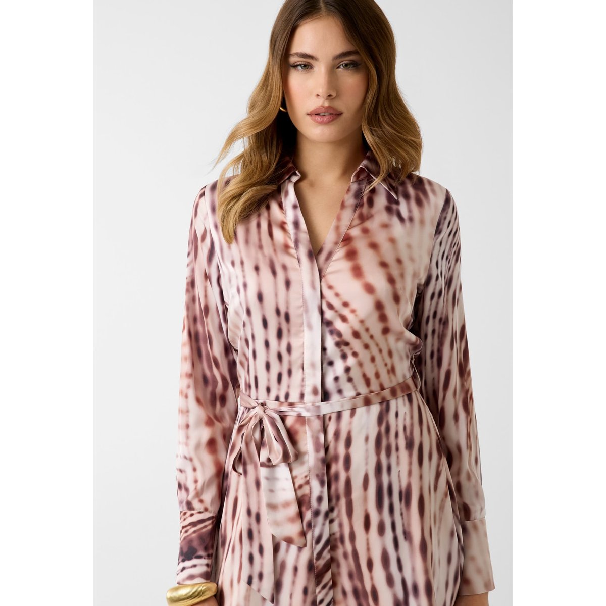 Robe Mini Ajustée Et Évasée marron claire, GUESS