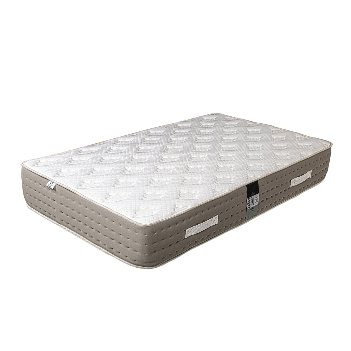 Ensemble literie ressorts ensachés 26 cm avec sommier bois massif blanc blanc, HOME MAISON