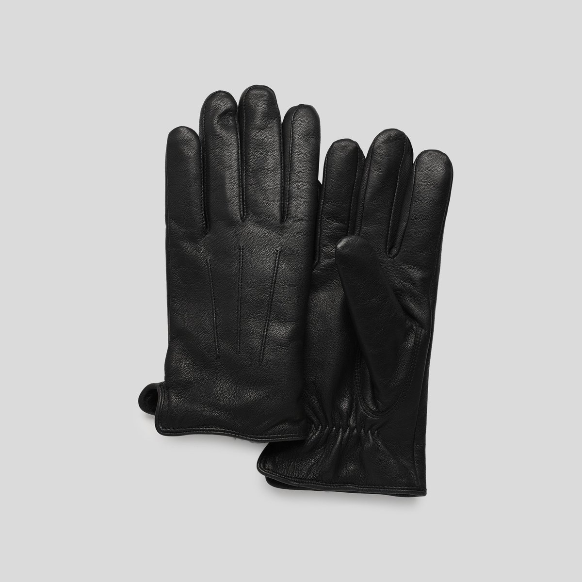 Gants En Cuir Fourré noir, MONOPRIX