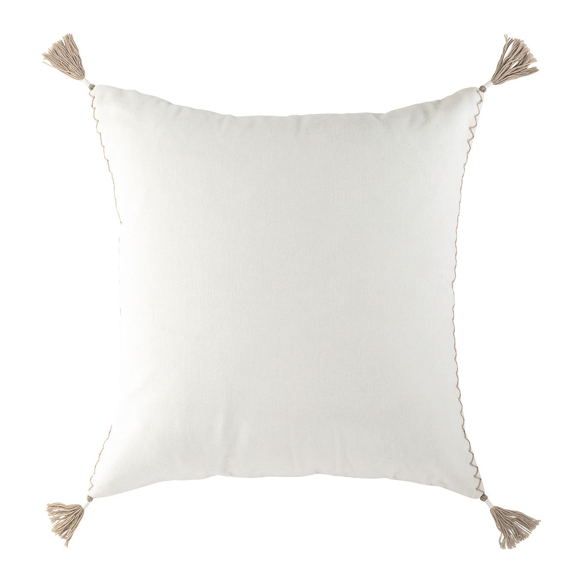Housse de coussin MATTEO en velours de coton blanc, BLANC D’IVOIRE