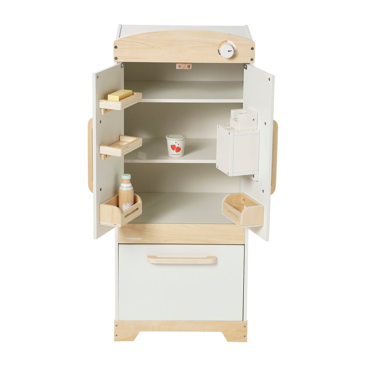 Réfrigérateur en bois FSC® écru, VERTBAUDET