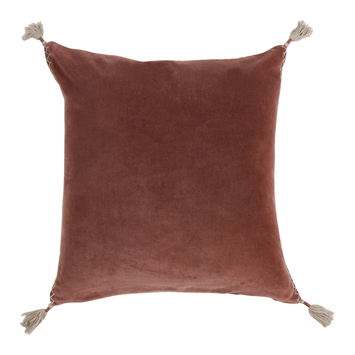 Housse de coussin en velours de coton terracotta, BLANC D’IVOIRE